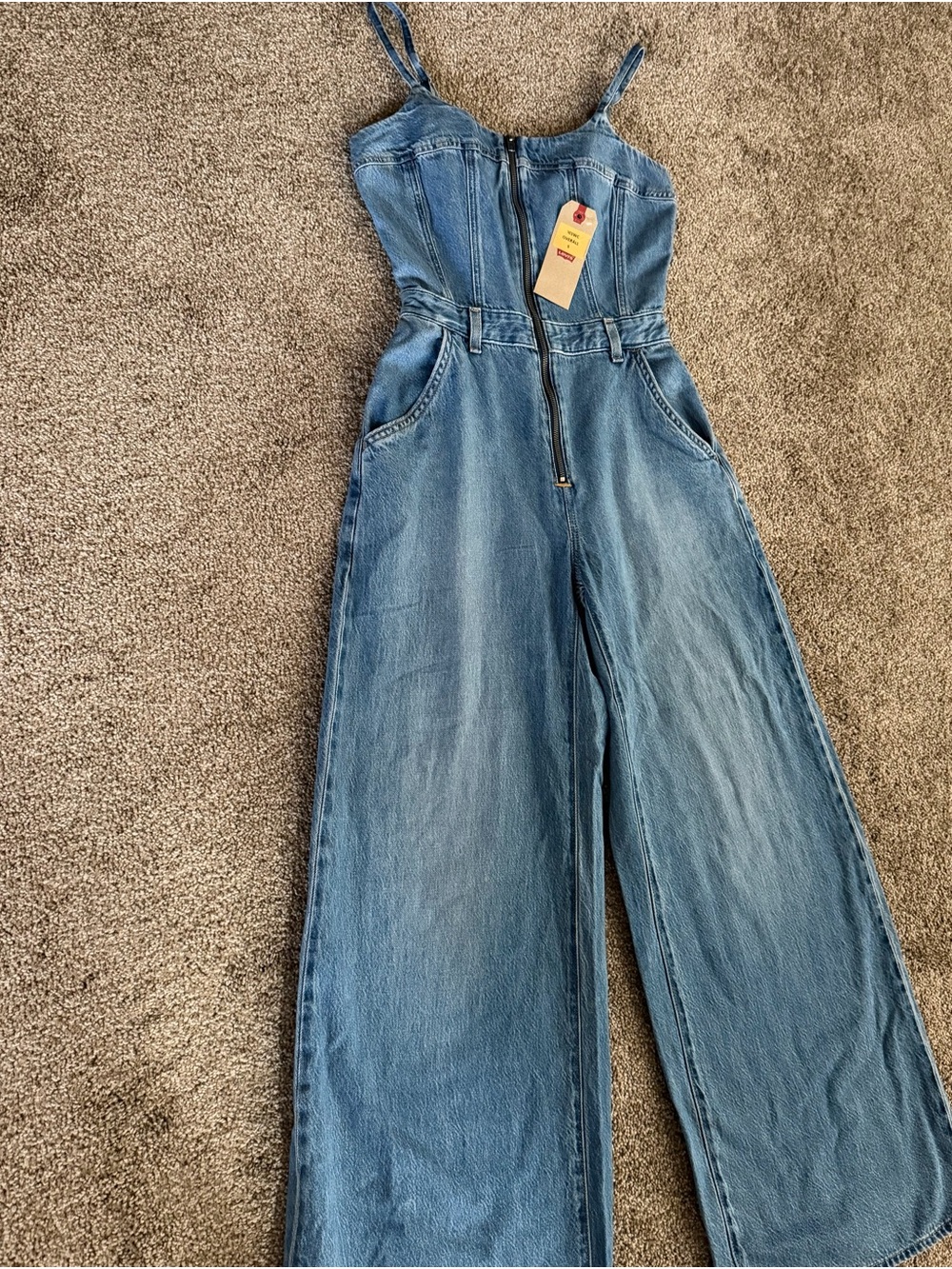 Levi's Light Blue Wide-Leg Denim Jumpsuit - Picture 6 of 12